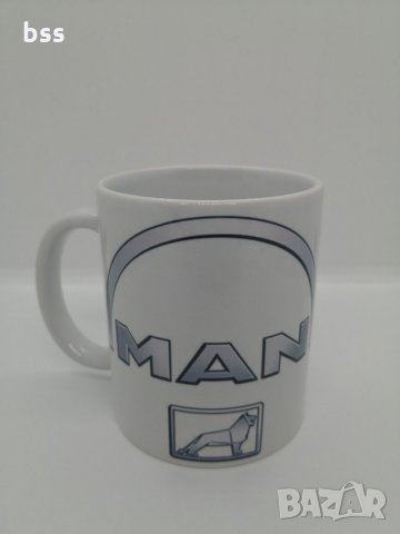 Бяла порцеланова чаша с логото на камиони МАН / MAN, снимка 3 - Чаши - 32607395