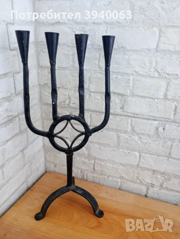 Стар свещник от ковано желязо среден, снимка 2 - Други ценни предмети - 53207781