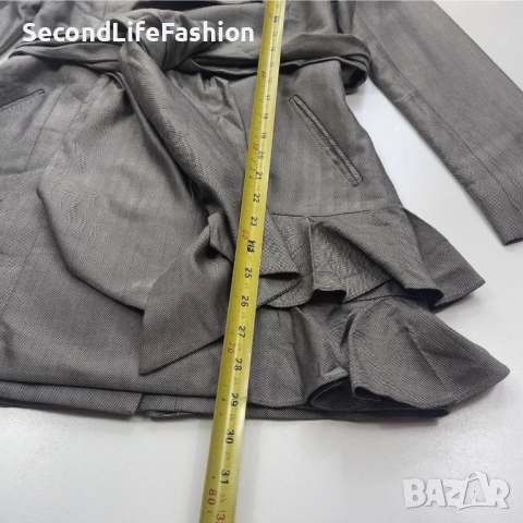 Дамски копринен тренчкот Jasmine di Milo Universe, сив с колан, размер XS, снимка 6 - Палта, манта - 52262297