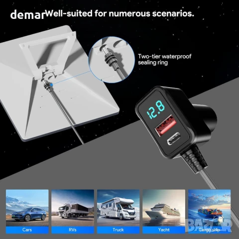 Nolansend 3 в 1 захранващ кабел+адаптер за запалка Starlink Mini, 3 метра, 12V-48V с цифров дисплей, снимка 4 - Аксесоари и консумативи - 50576705