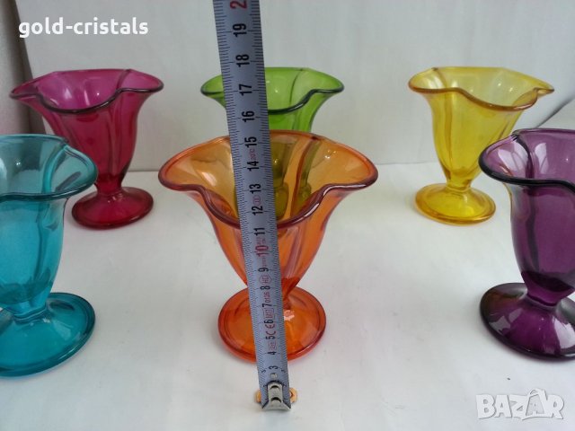 Цветни стъклени чаши купи, снимка 3 - Антикварни и старинни предмети - 32888830