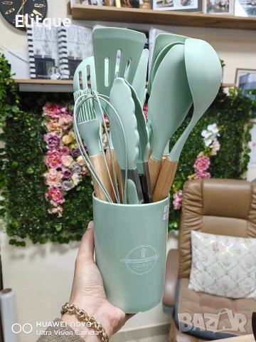 🍳 Комплект кухненски прибори – 11 бр. в кръгла поставка, снимка 2 - Други - 53579352