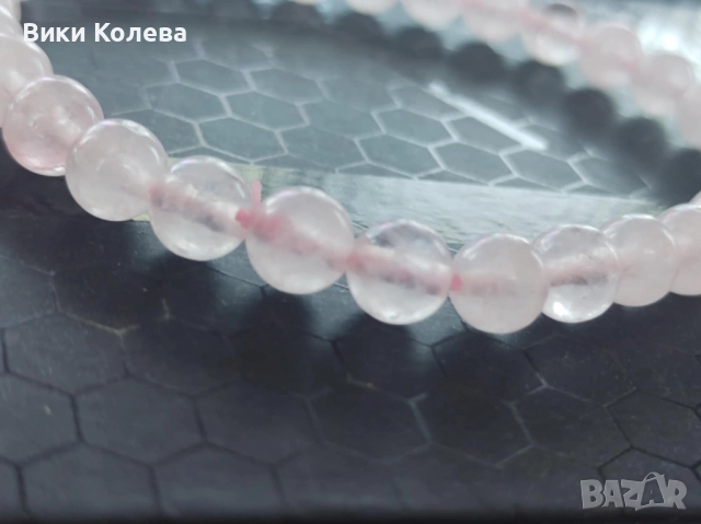 Гривна от Естествен Розов Кварц, снимка 3 - Гривни - 52798791