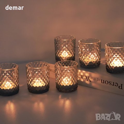 Свещници за чаени свещи за декорация 12 бр., сини, снимка 6 - Декорация за дома - 43118149