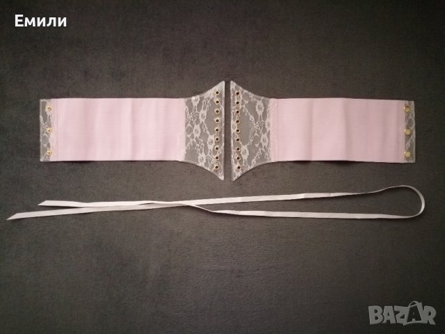 Розов корсет колан с дантела и сатенени връзки, снимка 13 - Корсети, бюстиета, топове - 38964506
