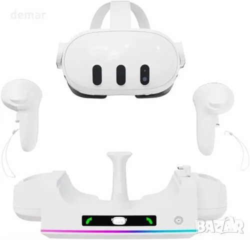 Зареждаща докинг станция за Meta Quest 3S/Quest 3, бяла, снимка 3 - Друга електроника - 49335740