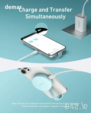 Anker MagGo USB-C адаптер, преносим магнитен четец на SD и TF карти с вграден кабел, черен, снимка 4 - Селфи стикове, аксесоари - 47435941