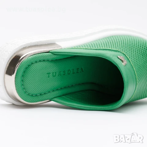 Зелени анатомични чехли от естествена кожа | Марка Tuasolea, снимка 1