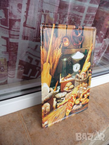 Метална табела храна хляб козунак франзели кифли кантар везна брашно житен клас, снимка 2 - Декорация за дома - 43453188