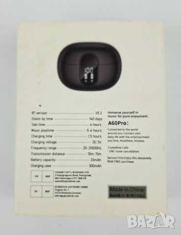 Нови Безжични Слушалки A60 Pro, снимка 7 - Слушалки, hands-free - 52923141