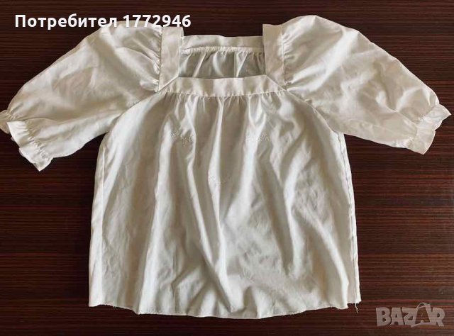 Блуза с къс буфан ръкав и бродерия, снимка 2 - Ризи - 33589492