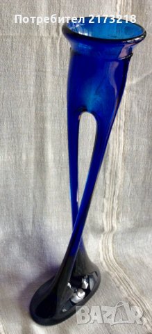 свещник - фигура - син цвят - стъкло, снимка 2 - Други - 43967643