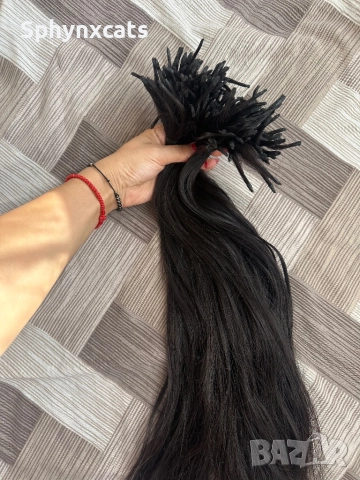 Естествена коса на кератинови кичури 60см естествена коса от диверсо - руси и тъмни, снимка 3 - Аксесоари за коса - 52522488