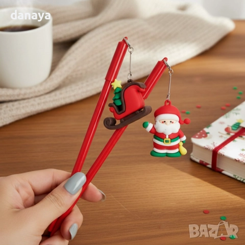 6214 Химикалка с коледна висулка коледен химикал тънкописец, снимка 2 - Ученически пособия, канцеларски материали - 52736090