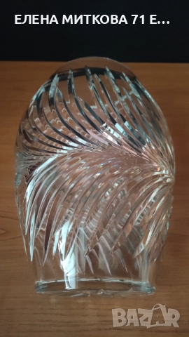 Тежка и голяма овална ваза ръчно рязан кристал, снимка 7 - Вази - 52900502