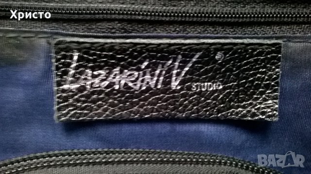 чанта дамска естествена кожа черна нова маркова Lazarini, снимка 3 - Чанти - 28171097