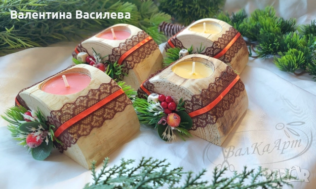 Ръчно изработени коледни свещници