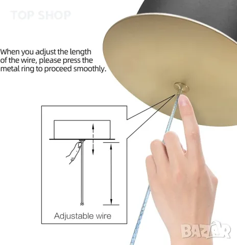 WOERIT Пендел с регулируема височина, LED пендел, димируем, модерен топчен пендел, 7 W 665 LM 3000 K, снимка 4 - Полилеи - 48901516