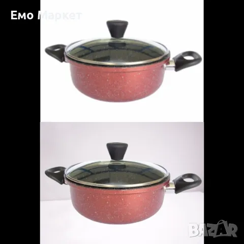 Тенджера Rosberg R51318G22, 22/24/26 см., Мраморно покр., Индукция, Бордо меланж