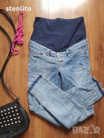 Накъсани дънки за бременни H&M Мama Skinny High Rib р-р 36, снимка 7 - Дрехи за бременни - 37340646