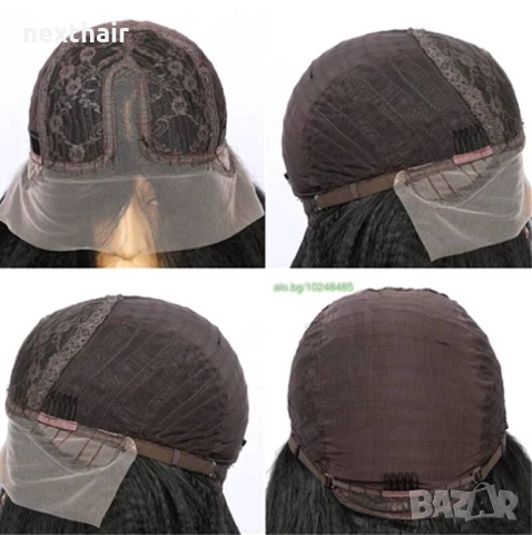 Дълга къдрава медено руса синтетична перука с дантела 13*4*1, снимка 5 - Аксесоари за коса - 51818909