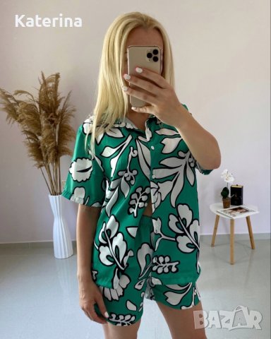 Луксозен сатенен сет - риза с панталонки - НАМАЛЕН, снимка 9 - Комплекти - 36807057