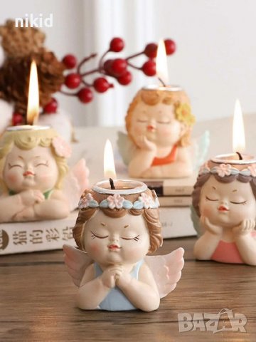 2 вида Ангел пазител Свещник силиконов молд форма калъп за свещ гипс , снимка 3 - Форми - 36795447