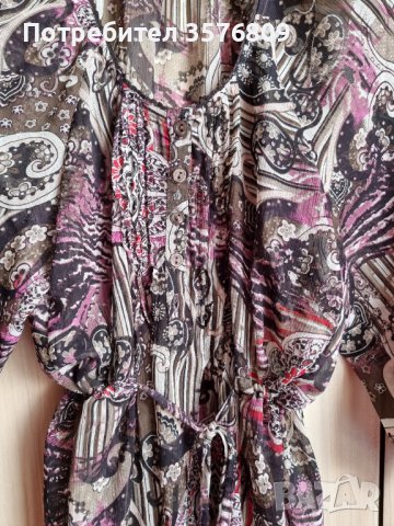 Красива, елегантна, прозрачна блуза, с три четвърти ръкав, в розова щампа , снимка 8 - Блузи с дълъг ръкав и пуловери - 39568498