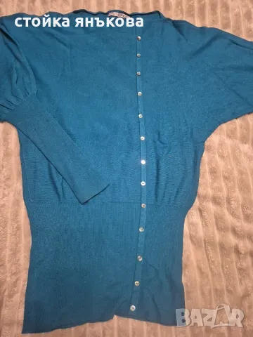 Продавам син дамски финно плетен пуловер , снимка 3 - Туники - 48787061