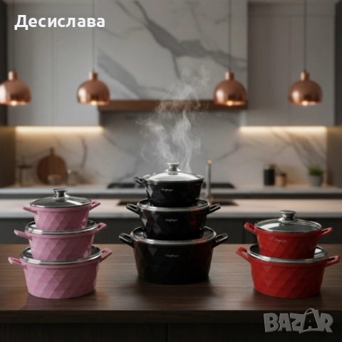 Висококачествен комплект касероли Cheffinger – елегантност, здравина и удобство в кухнята, снимка 3 - Съдове за готвене - 51970465
