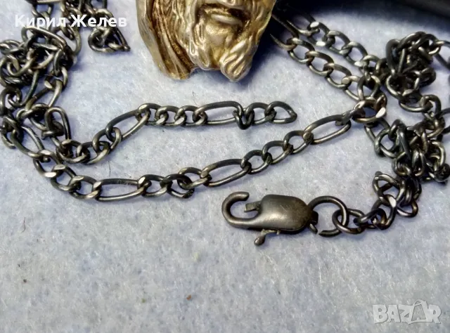 БАРЕЛЕФЕН СРЕБЪРЕН МЕДАЛЬОН с ЛИКА на ИИСУС ХРИСТОС с СРЕБЪРНА ВЕРИЖКА ОКСИДИРАНО СРЕБРО 925 - 40587, снимка 8 - Антикварни и старинни предмети - 49328580