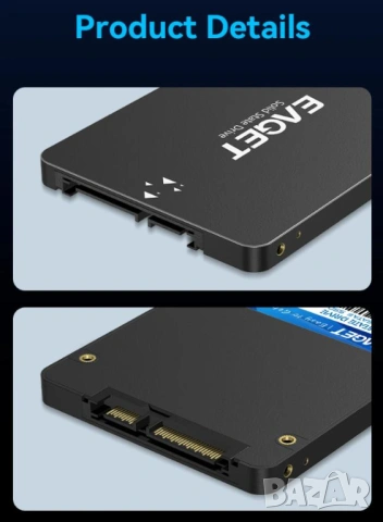 EAGET SSD 120GB SATAIII 6Gb/s 2.5" SATA R530/WR500 3D TLC Nand Flash NVME SMI TRIM NCQ S.M.A.R.T HDD, снимка 8 - Твърди дискове - 53507073
