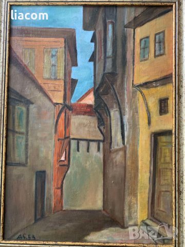 ДИМИТЪР КОЛЕВ СТЕФАНОВ "Пловдив" масло/платно голяма, снимка 4 - Картини - 40009288