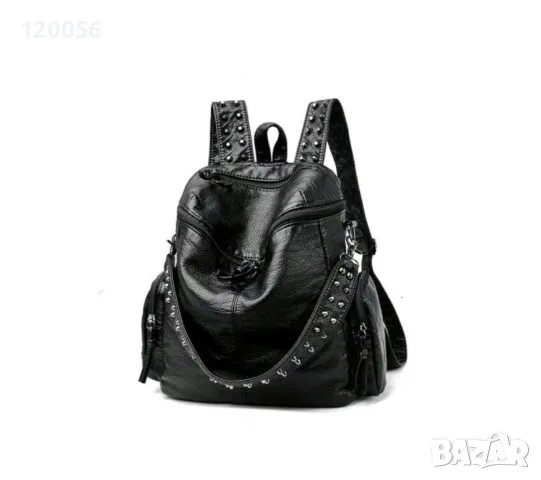 Кожена чанта - раница с капси, снимка 2 - Чанти - 49662933