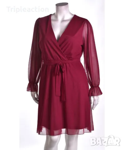 BodyFlirt XXL рокля с прехлупване и ръкави от тюл, червена