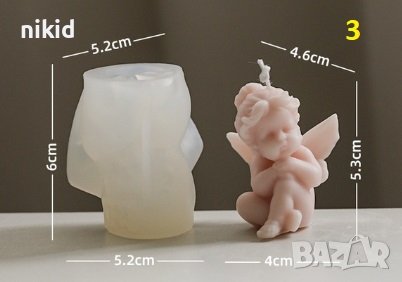 3D Ангел в 4 пози силиконов молд форма калъп фондан гипс смола свещ сапун пита декор, снимка 4 - Форми - 38159300