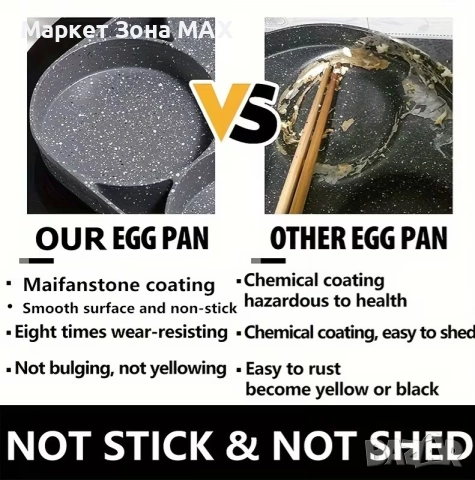 4-в-1 Тиган с незалепващо покритие за яйца и палачинки – бързо, удобно и чисто готвене, снимка 6 - Съдове за готвене - 52930683