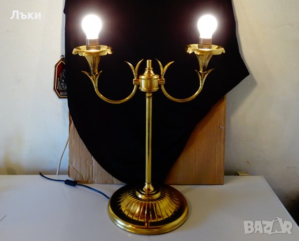 Настолна лампа от месинг с позлата 4.5 кг. , снимка 2 - Настолни лампи - 32473457