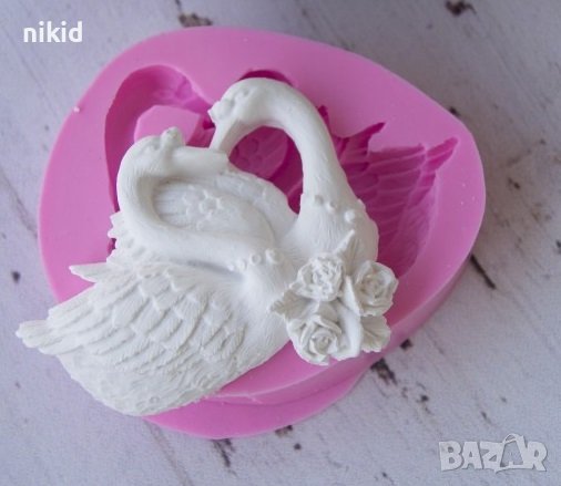 2 Влюбени лебеда лебеди лебед силиконов молд форма фондан гипс шоколад декор, снимка 2 - Форми - 38420453