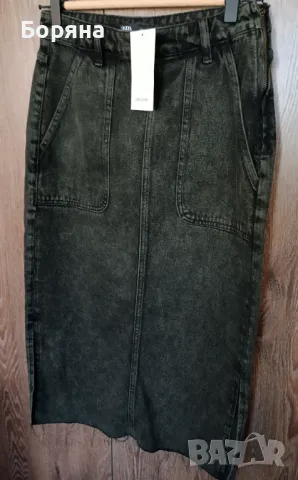 Zara нова с етикет пола сив деним, снимка 7 - Поли - 50057487