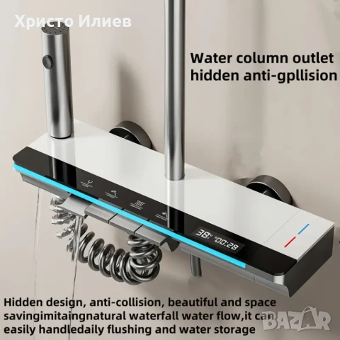 Луксозна душ система със светещ смесител дисплей и 4 функции бутони Бял, снимка 7 - Смесители - 51117935