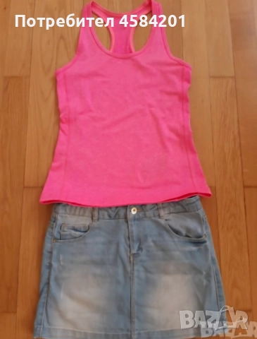 Страхотна дънкова пола ZARA и потник H&M за 13-14 г.момиче