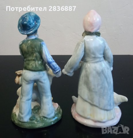 Две старинни порцеланови фигури на възрастна двойка фермери, снимка 3 - Статуетки - 39050178