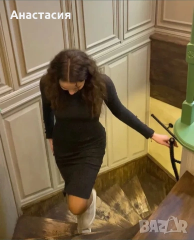 Топла трикотажна рокля миди, снимка 4 - Рокли - 53406387