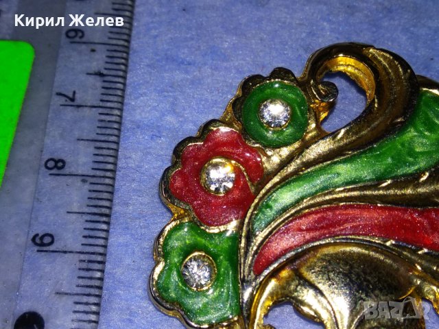 СТАРА РЯДКА БРОНЗОВА ЕМАЙЛИРАНА СКЪПОЦЕННА ВЕНЕЦИАНСКА КАРНАВАЛНА ПОЗЛАТЕНА БРОШКА 37686, снимка 5 - Антикварни и старинни предмети - 40684818