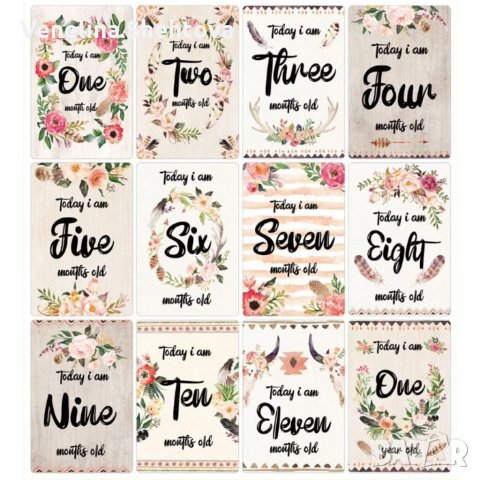 Стикери 1-12 месеци за фотосесия на бебе , снимка 5 - Други - 32265811