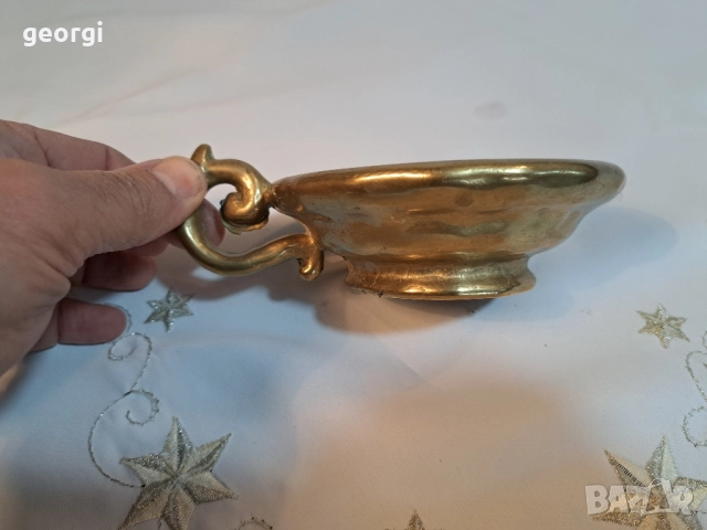 масивен бронзов свещник за голяма свещ 28/4, снимка 3 - Декорация за дома - 51941724