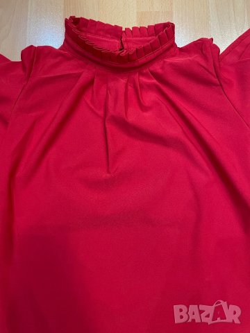 Дамска червена риза с паднали ръкави , снимка 4 - Ризи - 43038972