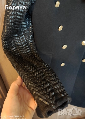 Replica Moda ново с етикет палто вълна с кожени ръкави, снимка 7 - Палта, манта - 52631600