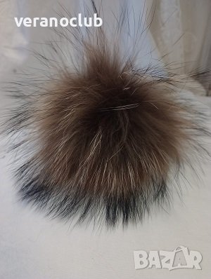 Прошарен Помпон Естествен косъм за шапка, снимка 3 - Шапки - 44132872